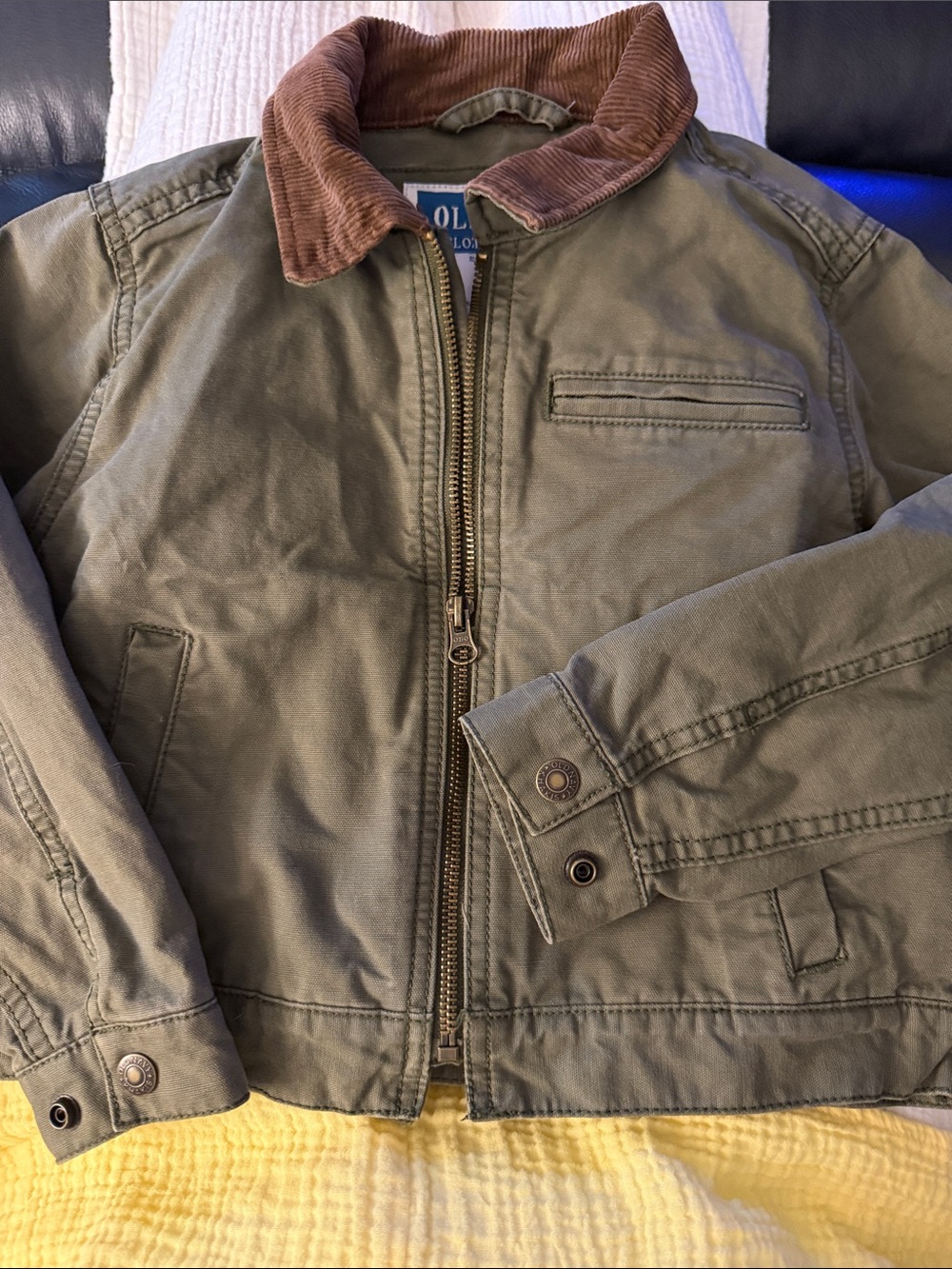Old navy Olive Canvas Field Jacket with Brown Corduroy Collar